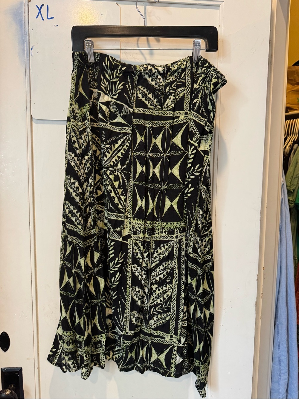 Black & Light Green Printed Maxi Skirt